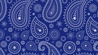 Blue paisley desktop wallpaper, traditional Indian pattern illustration vector