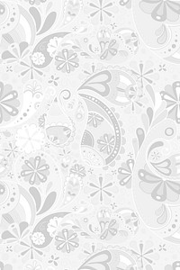 Aesthetic paisley background, abstract pattern in white