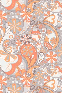 Peach paisley background, traditional pattern in feminine design vector