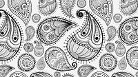Paisley zentangle desktop wallpaper, abstract pattern background in black vector