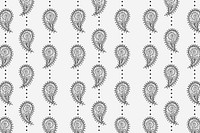 Seamless paisley pattern background, black and white illustration