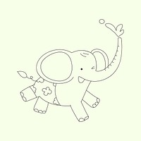 Cute elephant, animal illustration for kids coloring