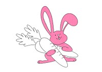 Easter bunny design element, editable coloring page for kids vector