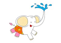 Cute baby elephant design element, editable coloring page for kids vector