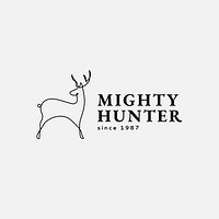 Minimal deer logo template, editable line art design vector