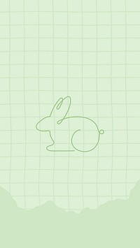 Bunny mobile wallpaper, green background, line art animal vector