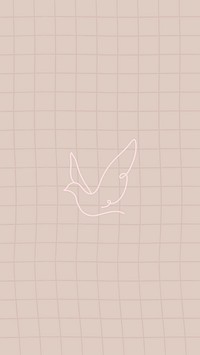 Pink dove mobile wallpaper, line art animal design vector