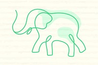 Elephant collage element, line art animal illustration vector