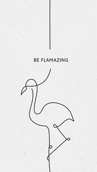 Minimal flamingo mobile wallpaper template vector, be flamazing