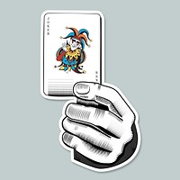 Hand psd sticker joker card illustration