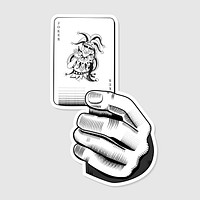 Holding casino playing card vector hand illustration