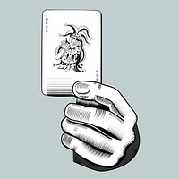 Psd holding casino playing card hand illustration