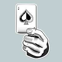 Hand vector with spade ace poker card