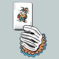 Hand psd holding joker card illustration