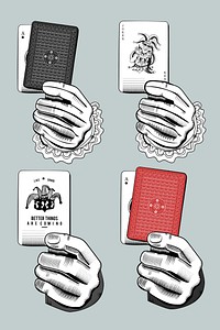 Psd playing cards illustration set