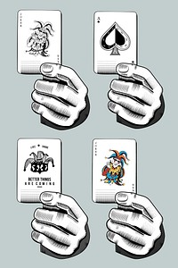 Playing cards psd illustration set