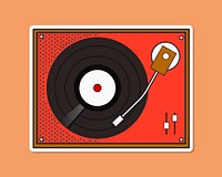 Old school vinyl record colorful pop art psd sticker