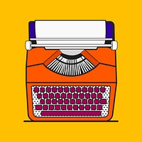 Retro typewriter pop art music icon illustration