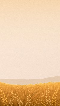 Wheat field phone wallpaper, watercolor aesthetic background