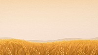 Wheat field computer wallpaper, watercolor aesthetic background