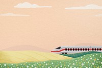 High-speed rail field background, watercolor illustration psd