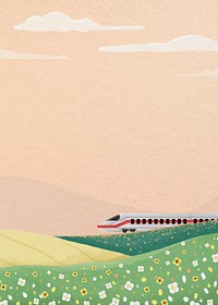 High-speed rail field background, watercolor illustration psd