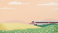 High-speed rail field desktop wallpaper, watercolor illustration psd