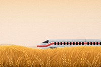 High-speed rail field background, watercolor illustration psd