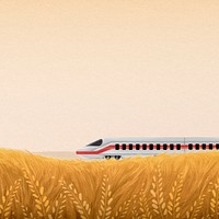 High-speed rail field background, watercolor illustration psd