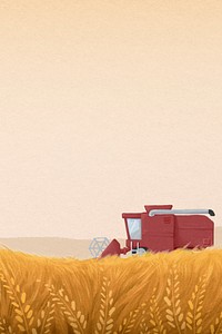 Aesthetic wheat field background, tractor, agriculture illustration