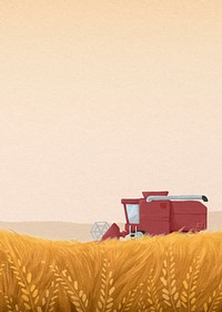 Aesthetic wheat field background, tractor, agriculture illustration