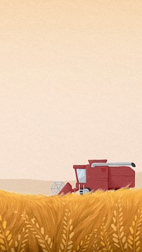 Wheat field phone wallpaper, watercolor aesthetic background