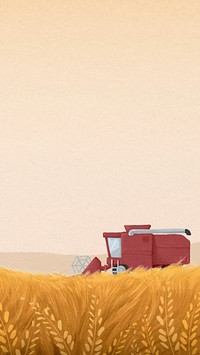 Wheat field phone wallpaper, watercolor aesthetic background psd