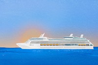 Cruise ship background, tourism industry illustration psd