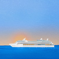 Cruise ship background, tourism industry illustration psd