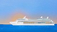 Cruise ship computer wallpaper, tourism industry background psd