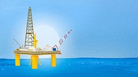 Oil rig computer wallpaper, watercolor, industrial HD background psd