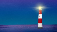 Lighthouse aesthetic desktop wallpaper, nature illustration psd