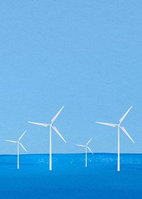 Offshore wind farm background, environment, watercolor illustration