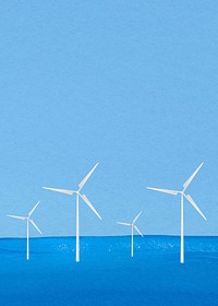 Offshore wind farm background, environment, watercolor illustration psd