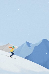 Winter skiing background, aesthetic mountains border