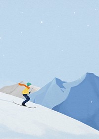 Winter skiing background, aesthetic mountains border