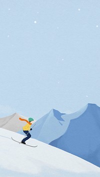 Winter skiing phone wallpaper, aesthetic nature background