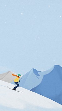 Winter skiing iPhone wallpaper, aesthetic nature background psd