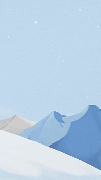 Snowy mountains phone wallpaper, Winter aesthetic background psd