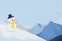 Winter snowman background, nature, landscape illustration