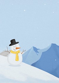 Winter snowman background, nature, landscape illustration