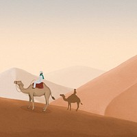 Egyptian desert background, mountains border  psd