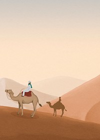 Egyptian desert background, mountains border  psd