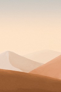 Watercolor desert background, mountains border